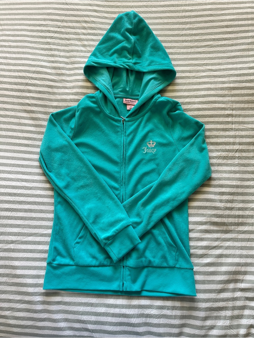 Juicy Couture Teal Zip-Up Hooded Jacket